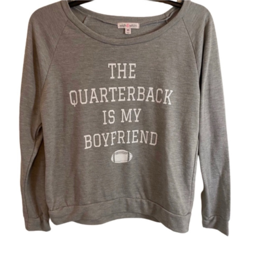 Wish & Whim Quarterback Scoop Neck Women's sweatshirt Size XS